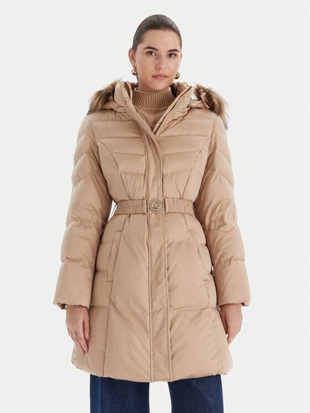 Guess Kurtka puchowa W5BL30 W2802 Beżowy Regular Fit. Brązowe kurtki Guess, xxl, z aplikacjami, z puchu, bez kaptura. Za 906.50 zł.