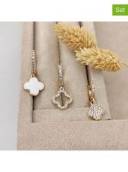 Nakkash Pozłacane kolczyki-kreole (3 szt.) z cyrkoniami i masą perłową rozmiar: onesize. Białe kolczyki Nakkash, z cyrkonią, pozłacane. Za 69.91 zł.