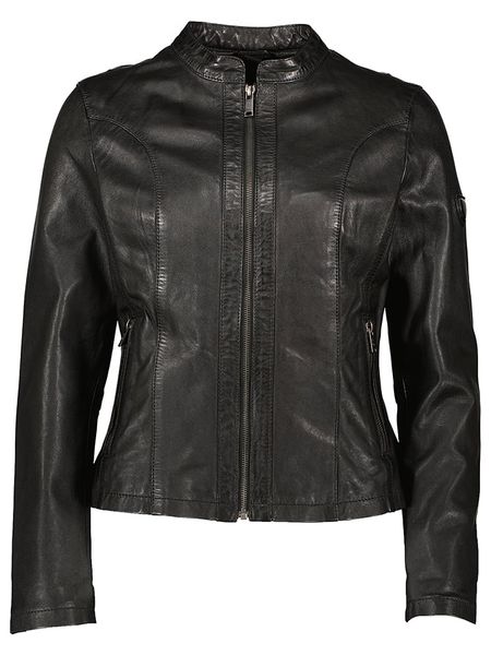 HIS Skórzana kurtka w kolorze czarnym rozmiar: 40. Czarne kurtki HIS, bez wzorów, ze skóry, bez kaptura. Za 594.39 zł.