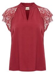 Kaffe Bluzka w kolorze czerwonym rozmiar: 44. Czerwone bluzki Kaffe, bez wzorów, z koronki, bez kołnierzyka, bez ramiączek. Za 74.28 zł.