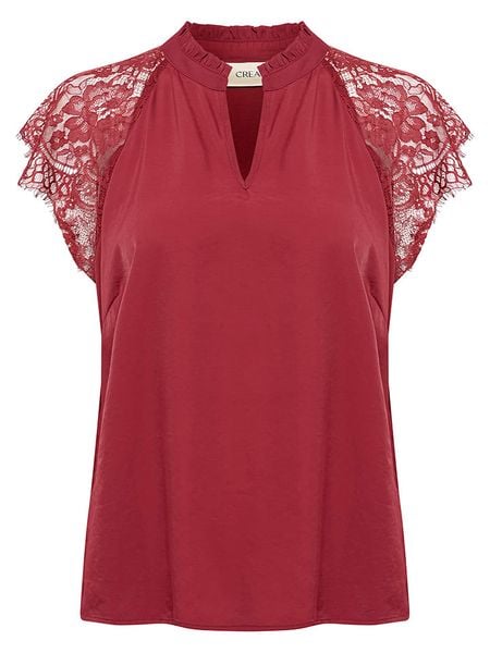 Kaffe Bluzka w kolorze czerwonym rozmiar: 36. Czerwone bluzki Kaffe, bez wzorów, z koronki, bez kołnierzyka, bez ramiączek. Za 78.66 zł.