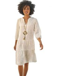 Heine Sukienka w kolorze beżowym rozmiar: 50. Brązowe sukienki Heine, bez wzorów, bez kołnierzyka, bez ramiączek, midi. Za 78.84 zł.