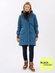 Finside Dwustronna kurtka zimowa "Suomukka" w kolorze niebiesko-brązowym rozmiar: 42. Brązowe kurtki finside, na zimę, s, bez wzorów, z puchu, bez kaptura. Za 620.99 zł.