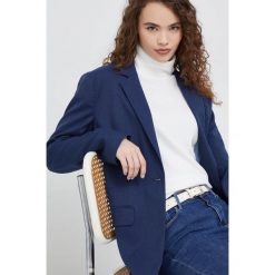 Tommy Hilfiger marynarka kolor granatowy jednorzędowa gładka. Niebieskie marynarki i żakiety Tommy Hilfiger, bez wzorów, z materiału, klasyczne, bez ramiączek. Za 1,049.90 zł.