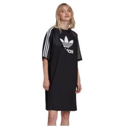 T-shirt sportowy damski Adidas Adicolor Split Trefoil Tee Dress. Czarne t-shirty sportowe adidas, bez wzorów, z bawełny, bez ramiączek. Za 199.99 zł.