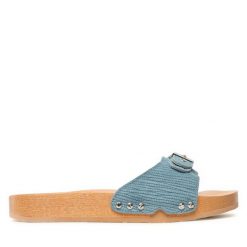 Klapki Scholl. Niebieskie klapki Scholl, bez wzorów, bez obcasa, bez zapięcia. Za 499.99 zł.