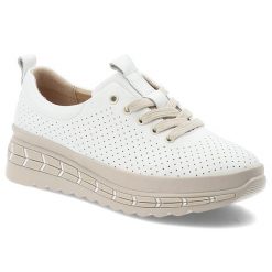 Półbuty damskie Filippo, ze skóry naturalnej perforowana cholewka sznurowane gruba podeszwa casual komfortowe, białe, DP7803/26. Białe półbuty wsuwane Filippo, bez wzorów, ze skóry, casualowe, bez obcasa, na płaskiej podeszwie. Za 199.00 zł.