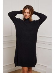 So Cachemire Sukienka dzianinowa "Eclose" w kolorze czarnym rozmiar: M. Czarne sukienki So Cachemire, na co dzień, m, bez wzorów, z dzianiny, bez kołnierzyka, bez ramiączek, mini, proste. Za 184.89 zł.