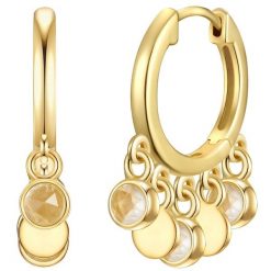 Glanzstücke München Srebrne kolczyki kreole srebro wysokiej próby Kamień księżycowy żółte złoto Kolczyki koła 1 ct Damski. Szare kolczyki Glanzstücke München, z kamieniem księżycowym, pozłacane. Za 319.99 zł.