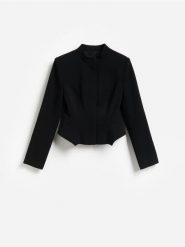 Marynarka ze stójką - czarny. Czarne marynarki i żakiety Reserved, l, bez wzorów, z tkaniny, bez ramiączek. Za 249.99 zł.