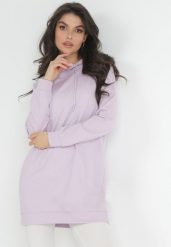 Fioletowa Długa Bluza Dresowa z Kapturem Korena. Fioletowe bluzy Born2be, m, bez wzorów, z dresówki, z kapturem. W wyprzedaży za 93.49 zł.