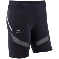 Legginsy do biegania krótkie KIPRUN SUPPORT damskie. Czarne legginsy KIPRUN, bez wzorów, z materiału, krótkie. Za 69.99 zł.