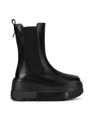 Badura Sztyblety CASI-01W4-004 Czarny. Czarne botki Badura, bez wzorów, bez obcasa, na koturnie, bez zapięcia. Za 279.99 zł.