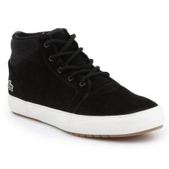Buty Lacoste Ampthill Chukka W 417 7-34CAW0065024 czarne. Czarne buty treningowe bez wzorów, z gumy, bez zapięcia. Za 679.87 zł.