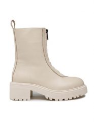 Badura Botki 7503 Beżowy. Brązowe botki Badura, bez wzorów, ze skóry, bez obcasa, na płaskiej podeszwie, bez zapięcia. Za 399.99 zł.