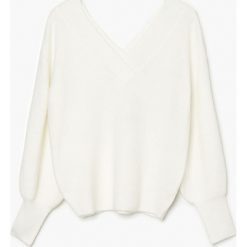 Luźny sweter oversize - Kremowy. Białe swetry Cropp, l, bez wzorów, z dzianiny, bez ramiączek. Za 79.99 zł.
