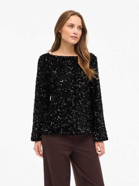 Vila Sweter "Vifaith" w kolorze czarnym rozmiar: S. Czarne swetry Vila, s, bez wzorów, bez ramiączek. Za 104.89 zł.