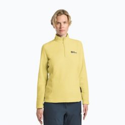 Bluza trekkingowa damska Jack Wolfskin Taunus Hz. Żółte bluzy Jack Wolfskin, bez wzorów, sportowe, bez ramiączek, bez kaptura. Za 199.99 zł.