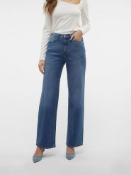 Vero Moda Dżinsy - Comfort fit - w kolorze niebieskim rozmiar: W25/L32. Niebieskie jeansy Vero Moda, l, z aplikacjami, ze skóry, klasyczne, z podwyższonym stanem. Za 131.43 zł.