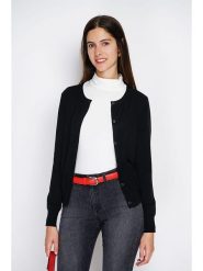 ASSUILI Kardigan w kolorze czarnym rozmiar: 38. Czarne swetry Assuili, bez wzorów, z kaszmiru, bez ramiączek. Za 139.87 zł.