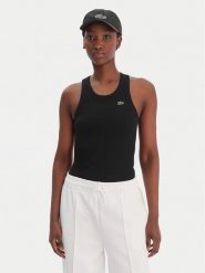 Lacoste T-Shirt TF5388 Czarny Slim Fit. Czarne t-shirty Lacoste, bez wzorów, z bawełny, bez kołnierzyka, bez ramiączek. Za 289.99 zł.