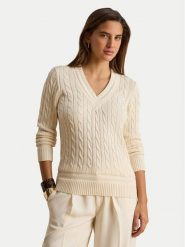 LAUREN RALPH LAUREN Sweter 200888795011 Kremowy Relaxed Fit. Białe swetry Lauren Ralph Lauren, s, bez wzorów, z bawełny, bez ramiączek. Za 949.99 zł.