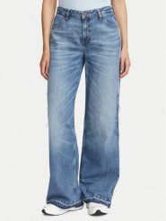 Guess Jeans Jeansy W6BA18 D1795 Niebieski Wide Leg. Niebieskie jeansy Guess Jeans, z aplikacjami, z bawełny. Za 479.99 zł.
