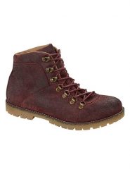 Birkenstock Skórzane botki "Jackson" w kolorze bordowym rozmiar: 36. Czerwone botki Birkenstock, bez wzorów, bez obcasa, bez zapięcia. Za 316.86 zł.