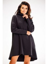 Awama Sukienka w kolorze czarnym rozmiar: S/M. Czarne sukienki Awama, m, bez wzorów, bez kołnierzyka, bez ramiączek, mini. Za 134.99 zł.