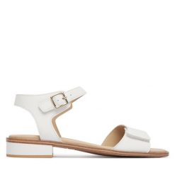 Sandały Caprice. Białe sandały Caprice, bez wzorów, bez obcasa, na słupku, bez zapięcia. Za 339.99 zł.