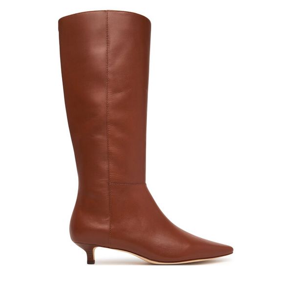 Kozaki LAUREN RALPH LAUREN. Brązowe kozaki Lauren Ralph Lauren, bez wzorów, bez obcasa, na szpilce, bez zapięcia. Za 1,299.00 zł.