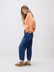 Kardigan z haftem - pomarańczowy. Brązowe swetry Reserved, l, bez wzorów, z dzianiny, bez ramiączek. Za 139.99 zł.