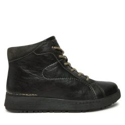 Botki Josef Seibel. Szare botki Josef Seibel, bez wzorów, bez obcasa, na płaskiej podeszwie, bez zapięcia. Za 349.99 zł.