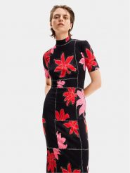 Desigual Sukienka letnia Quebec 24SWVK40 Czarny Regular Fit. Czarne sukienki Desigual, s, bez wzorów, z wiskozy, bez kołnierzyka, bez ramiączek. Za 399.99 zł.