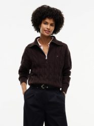 Tommy Hilfiger Wełniany sweter Kobiety Wełna brązowy, M. Brązowe swetry Tommy Hilfiger, m, bez wzorów, z wełny, klasyczne, bez ramiączek. Za 699.95 zł.