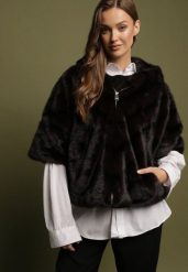 Czarna Kurtka Futerko Oversize z Kapturem i Rękawami 3/4 Idanne. Czarne kurtki Born2be, m, bez wzorów, z futra, eleganckie, z kapturem. Za 319.99 zł.