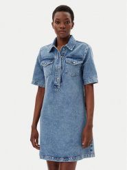 Liu Jo Sukienka jeansowa UA5191 D4990 Niebieski Regular Fit. Niebieskie sukienki Liu Jo, bez wzorów, z jeansu, bez kołnierzyka, bez ramiączek. Za 609.99 zł.