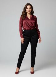 Eleganckie czarne spodnie Jeangaliny01 o kroju slim fit PLUS SIZE XXL OVERSIZE JESIEŃ. Czarne spódnice Moda Size Plus Iwanek, do pracy, plus size, bez wzorów, z bawełny, biznesowe, koszulowe. Za 199.90 zł.