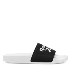 Klapki Reebok. Czarne klapki Reebok, bez wzorów, sportowe, bez obcasa, bez zapięcia. Za 99.99 zł.