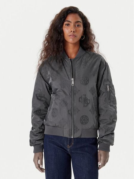 Guess Kurtka bomber W5YL08 WHDK2 Szary Regular Fit. Szare kurtki Guess, xl, z aplikacjami, z syntetyku, bez kaptura. Za 399.99 zł.