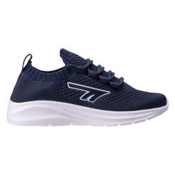 Buty Hi-Tec Rilon Teen 92800654307 granatowe niebieskie. Niebieskie buty treningowe bez wzorów, z materiału, bez zapięcia. Za 134.25 zł.