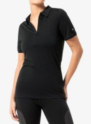 Koszulka polo damska Super.natural Zip Polo. Czarne t-shirty sportowe super.natural, m, bez wzorów, z dzianiny, bez ramiączek, trekkingowe. Za 302.49 zł.