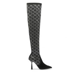 Muszkieterki KARL LAGERFELD. Czarne kozaki KARL LAGERFELD, bez wzorów, bez obcasa, na szpilce, bez zapięcia. Za 1,499.00 zł.