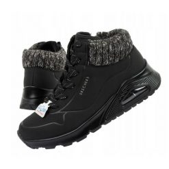 Buty damskie Skechers Uno Darling Daze. Czarne buty sportowe lifestyle Skechers, bez wzorów, ze skóry, bez zapięcia, trekkingowe. Za 319.00 zł.