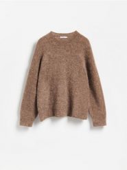 Sweter z wełną z alpaki - brązowy. Brązowe swetry Reserved, l, bez wzorów, z dzianiny, bez ramiączek. Za 199.99 zł.