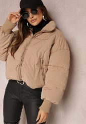 Beżowa Pudełkowa Kurtka Pikowana o Kroju Oversize Isatti. Brązowe kurtki Renee, l, bez wzorów, eleganckie, bez kaptura. W wyprzedaży za 97.99 zł.