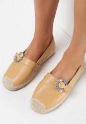 Ciemnobeżowe Espadryle Nemotis. Brązowe espadryle Born2be, bez wzorów, bez obcasa, na płaskiej podeszwie. W wyprzedaży za 42.49 zł.