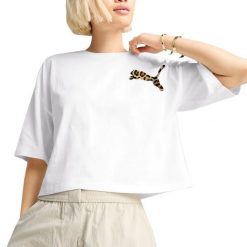 Koszulki Puma Model Leo Luxe Kolor Biały. Białe t-shirty sportowe Puma, bez wzorów, z tkaniny, bez ramiączek. Za 112.99 zł.