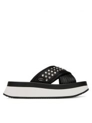 Liu Jo Klapki Dreamy Sandal 05 BA5091 TX001 Czarny. Czarne klapki Liu Jo, bez wzorów, z materiału, bez obcasa, bez zapięcia. Za 319.99 zł.