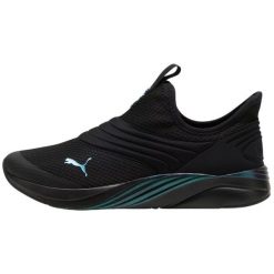 Buty Puma Softride Sophia 2 Slip-On Metachromatic 379590 01 czarne. Czarne buty do biegania bez wzorów, bez zapięcia, do biegania. Za 375.30 zł.